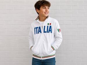 Italia Track Jacket White Full Zip Soccer Warmup Italy Flag Y2K Youth Large